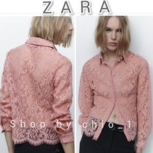 ZARA TAILORED LACE SHIRT Berge-pink  bloggers Favorite